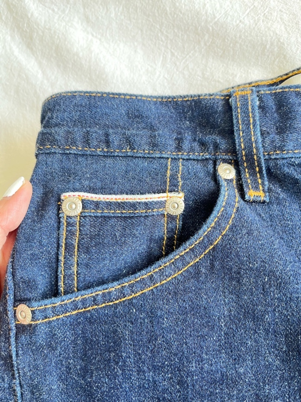 Naked & Famous Classic Fit Karui Stretch Selvedge Jeans High Rise 25 Blue Indigo - Picture 9 of 16